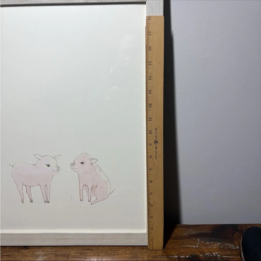 Restoration Hardware Baby Child Watercolor Animal print Pigs barnyard Nursery - Picture 4 of 8